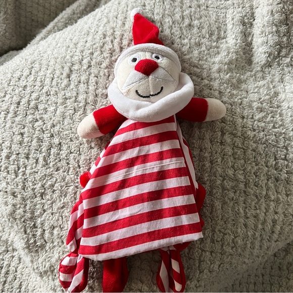 GAGOU Tagou Santa Claus Baby Security Blanket Lovey with Rattle! 10”x10” RARE! - Picture 2 of 12